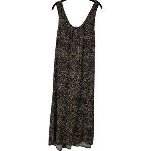 Old Navy Dress Size Large‎ New Brown Leopard Midi Milkmaid Rayon Lightweight